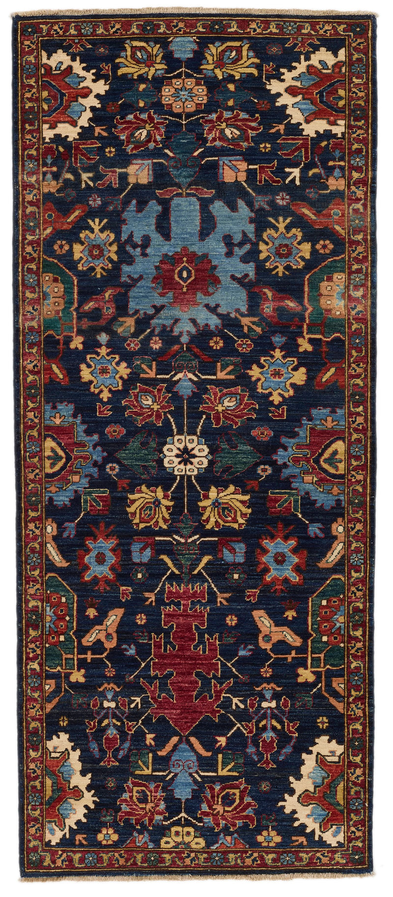 3x7 Navy and Multicolor Traditional Runner