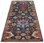 3x7 Navy and Multicolor Traditional Runner