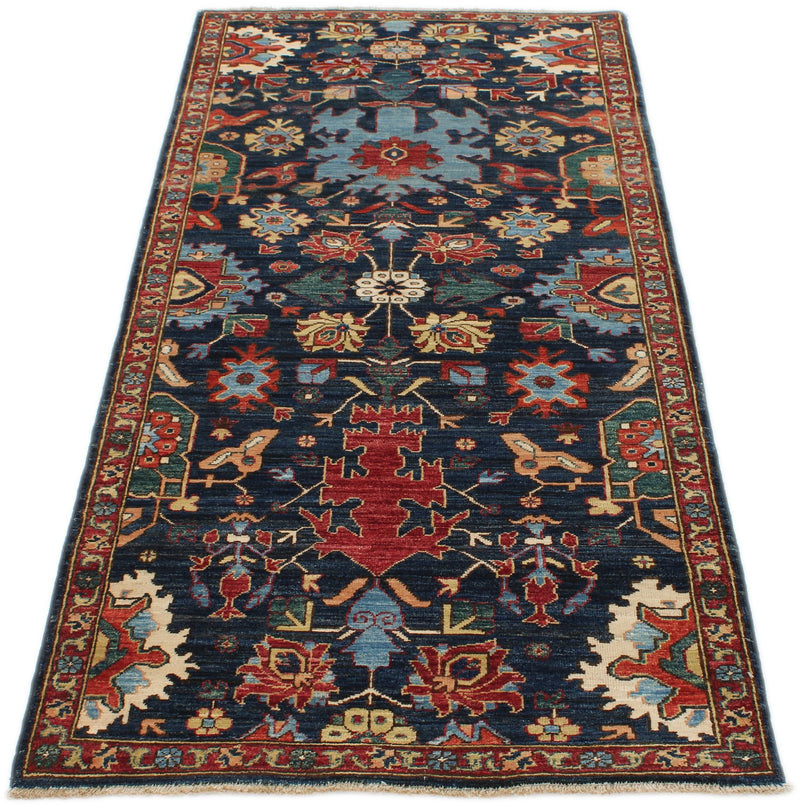 3x7 Navy and Multicolor Traditional Runner
