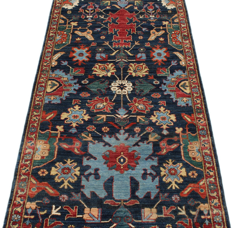 3x7 Navy and Multicolor Traditional Runner