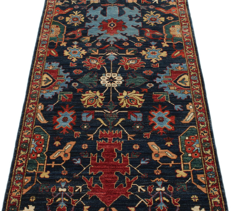 3x7 Navy and Multicolor Traditional Runner
