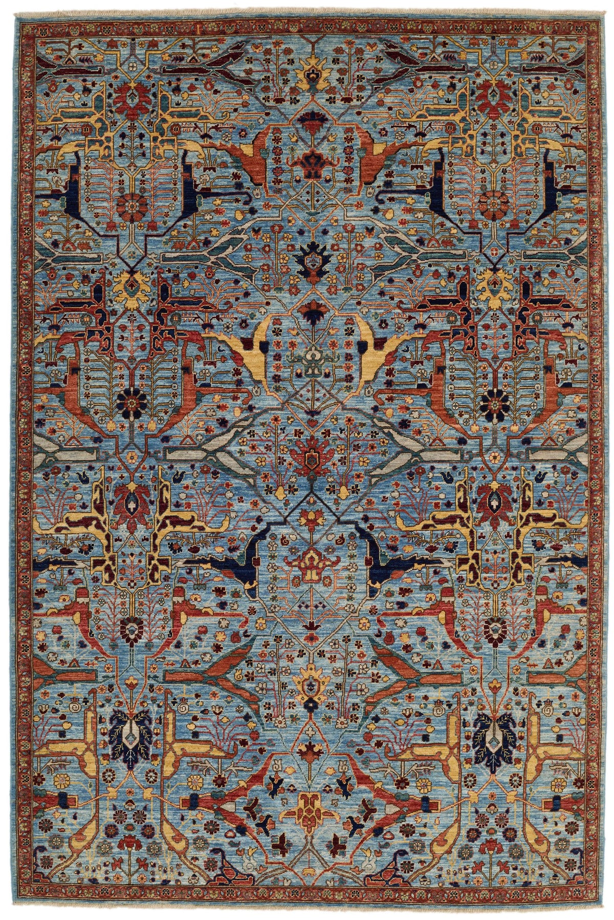 6x9 Blue and Red Traditional Rug