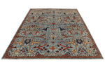 6x9 Blue and Red Traditional Rug