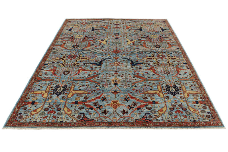 6x9 Blue and Red Traditional Rug