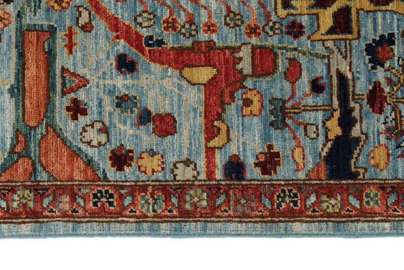 6x9 Blue and Red Traditional Rug