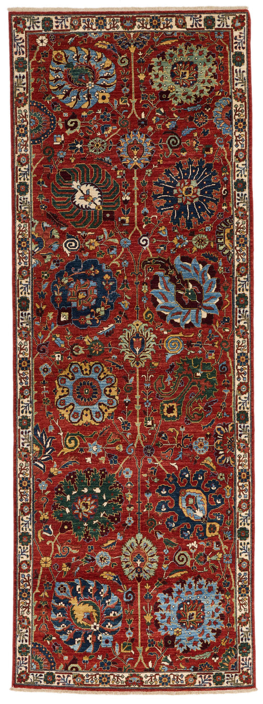 4x11 Red and Ivory Traditional Runner