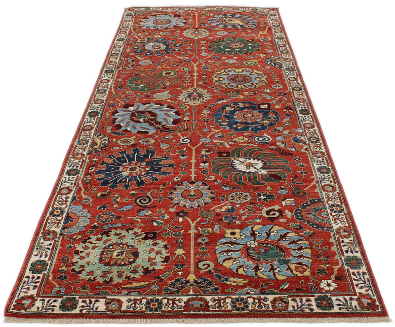 4x11 Red and Ivory Traditional Runner