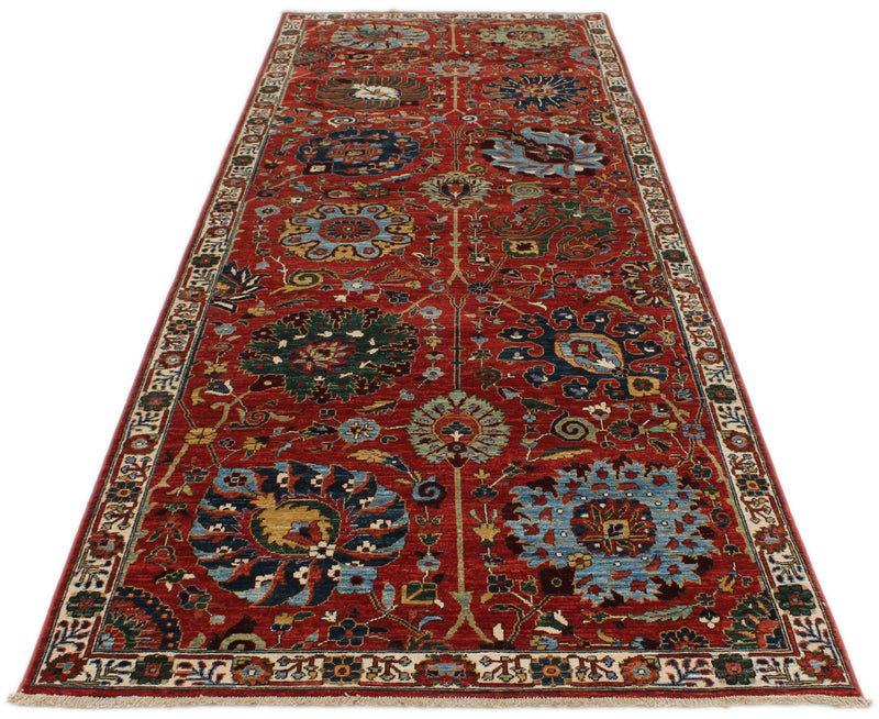 4x11 Red and Ivory Traditional Runner