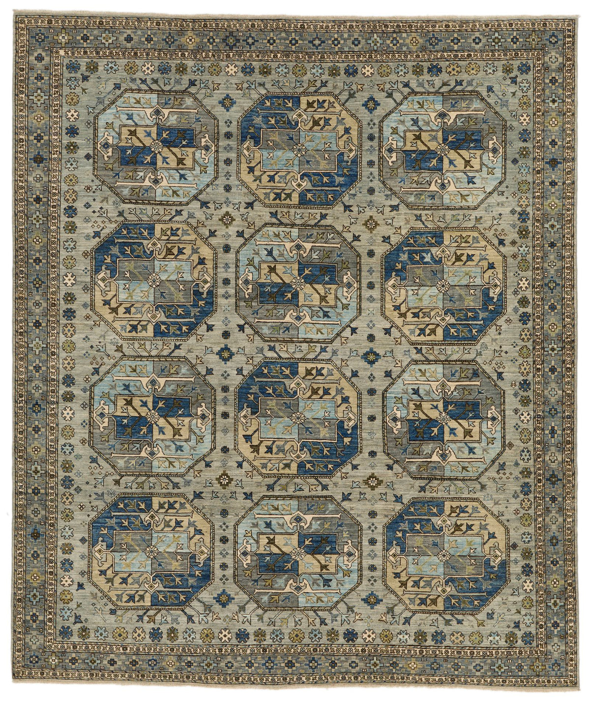 8x10 Gray and Gray Traditional Rug