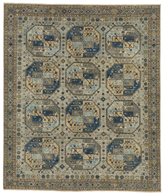 8x10 Gray and Gray Traditional Rug