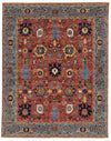 8x10 Rust and Blue Traditional Rug