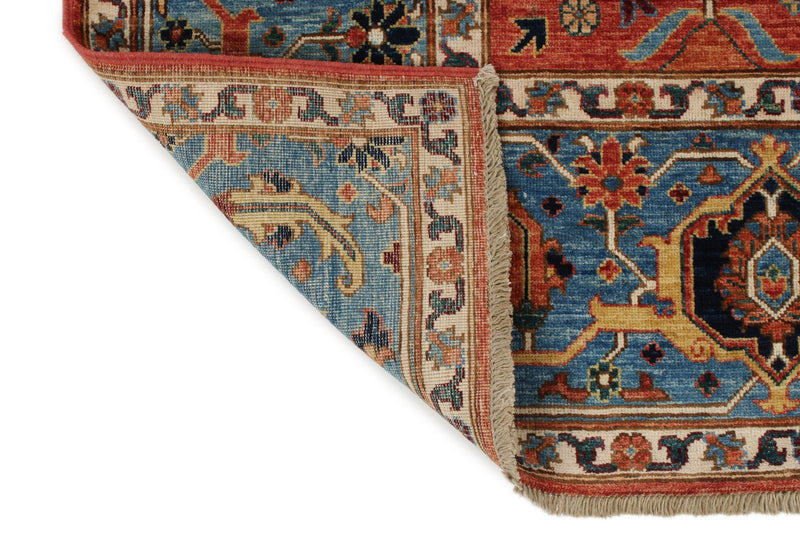 8x10 Rust and Blue Traditional Rug