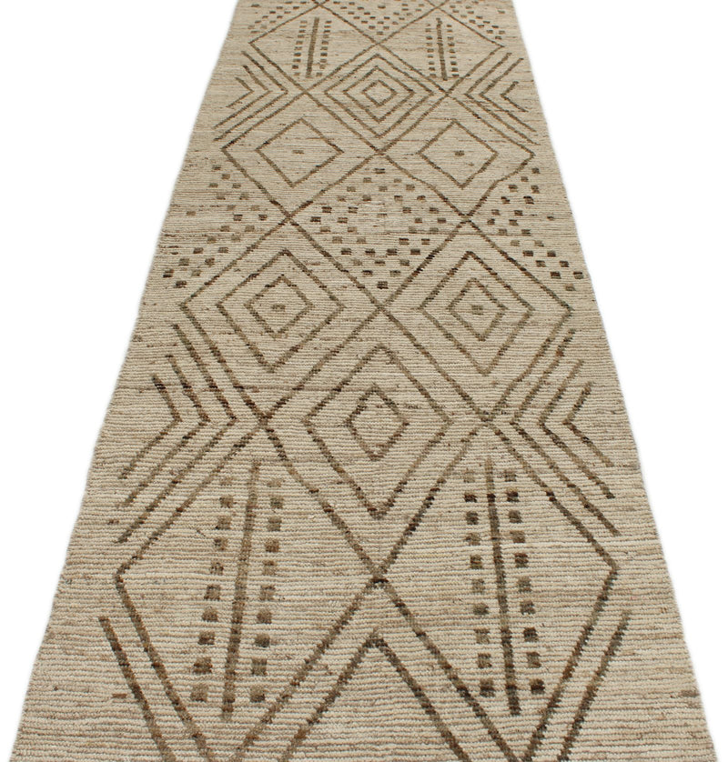 3x16 Beige and Brown Anatolian Tribal Runner