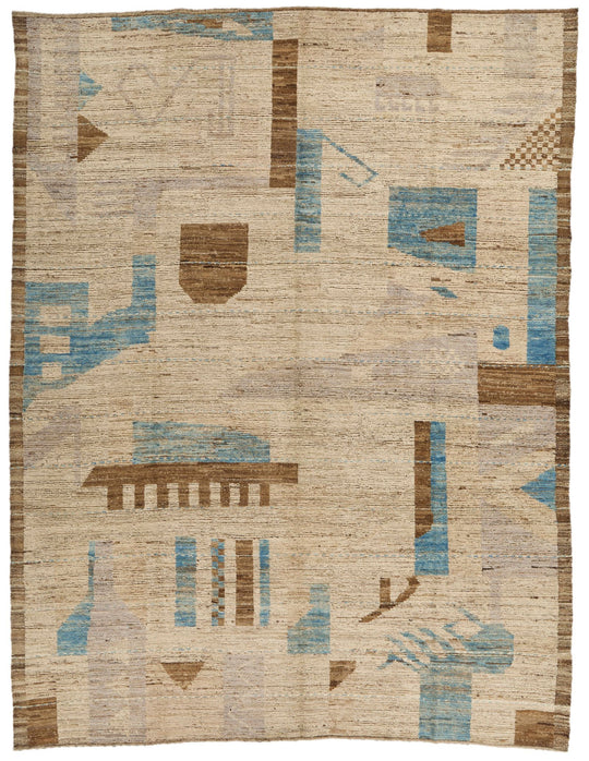 9x12 Beige and Multicolor Anatolian Tribal Rug