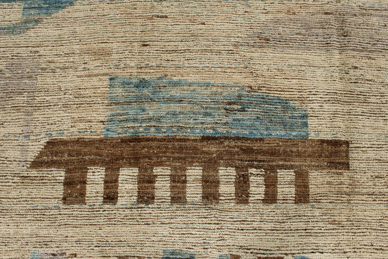 9x12 Beige and Multicolor Anatolian Tribal Rug