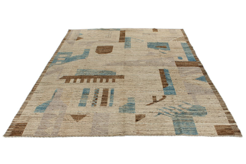 9x12 Beige and Multicolor Anatolian Tribal Rug
