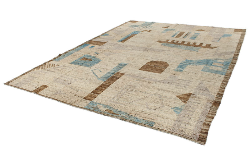 9x12 Beige and Multicolor Anatolian Tribal Rug