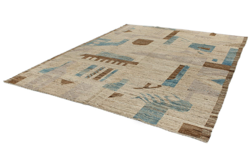9x12 Beige and Multicolor Anatolian Tribal Rug