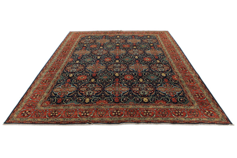 9x12 Navy and Red Anatolian Traditional Rug