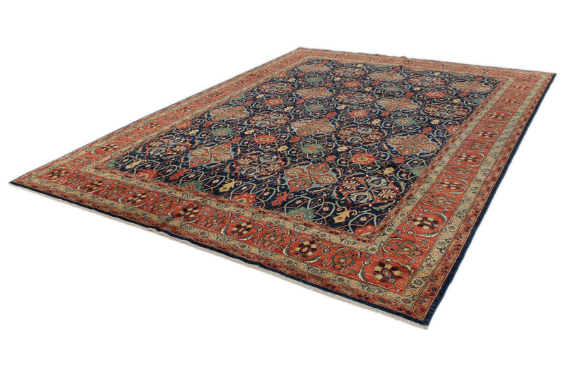 9x12 Navy and Red Anatolian Traditional Rug