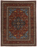 9x11 Burgundy and Multicolor Anatolian Traditional Rug