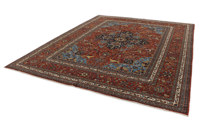 9x11 Burgundy and Multicolor Anatolian Traditional Rug
