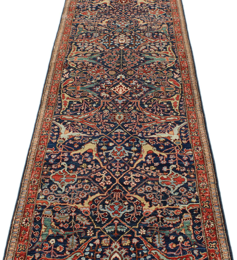 3x10 Navy and Red Anatolian Traditional Runner
