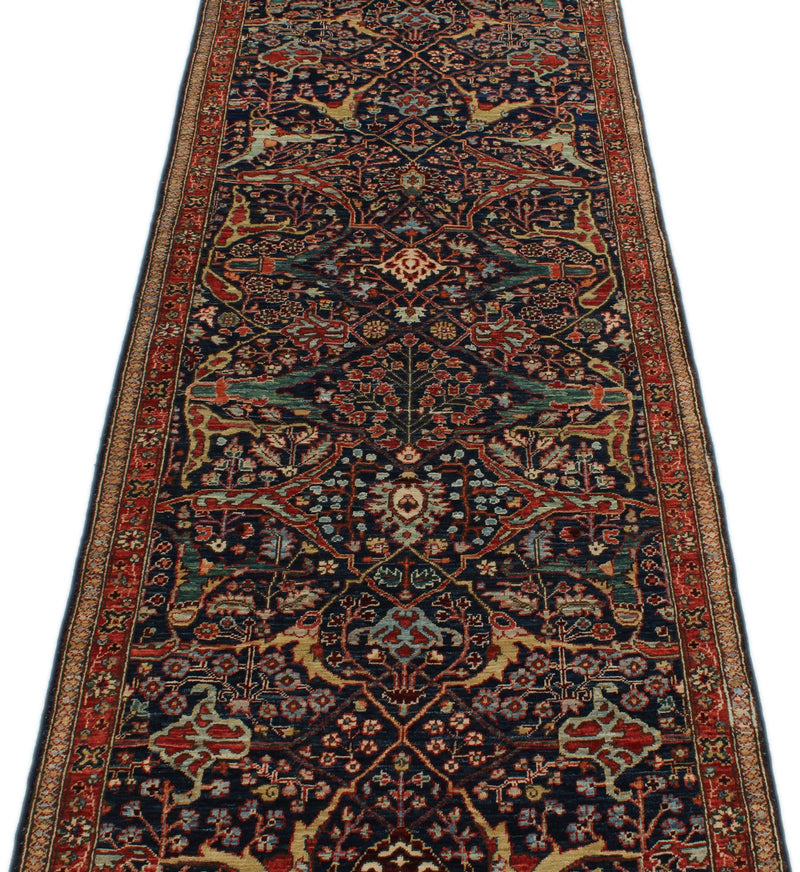 3x10 Navy and Red Anatolian Traditional Runner
