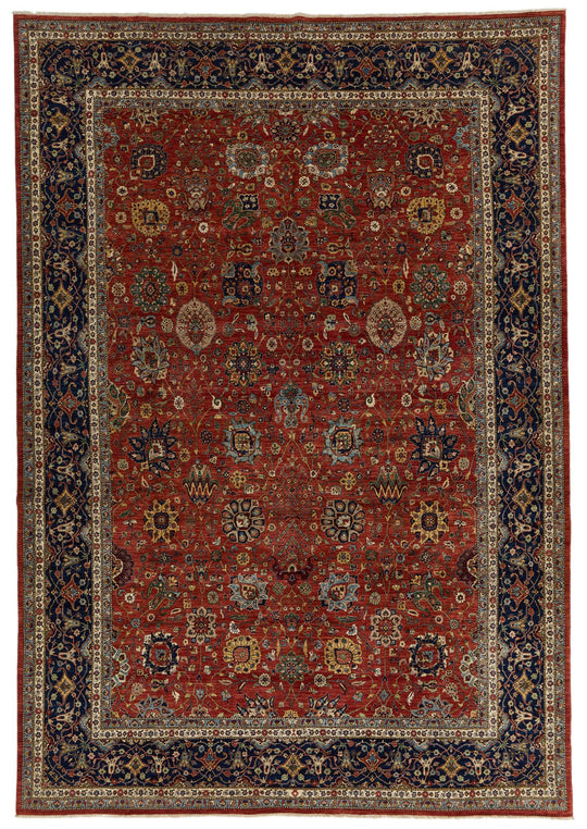 10x15 Red and Navy Anatolian Traditional Rug