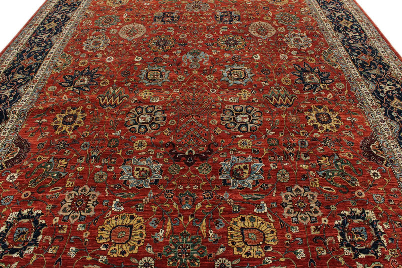 10x15 Red and Navy Anatolian Traditional Rug