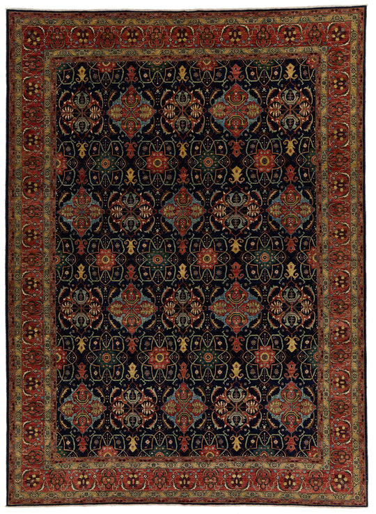 10x14 Charcoal and Red Anatolian Traditional Rug
