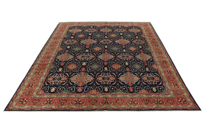 10x14 Charcoal and Red Anatolian Traditional Rug
