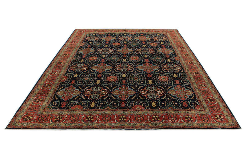 10x14 Charcoal and Red Anatolian Traditional Rug