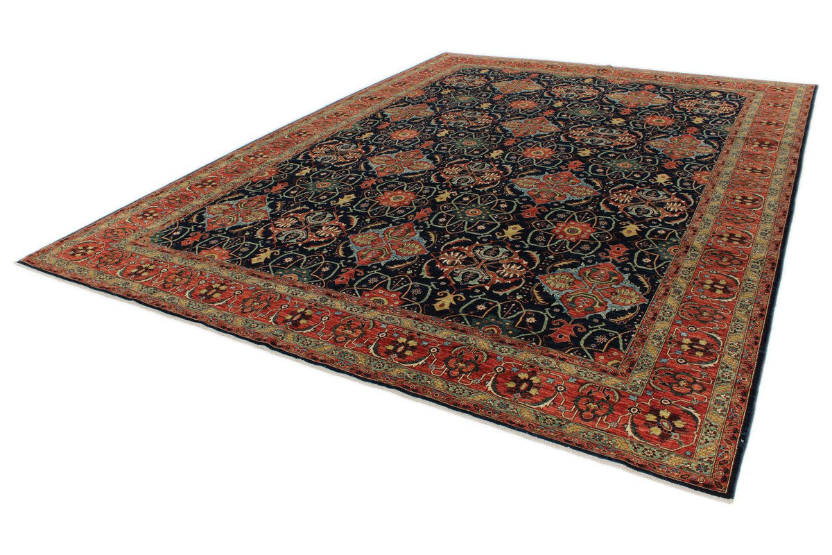 10x14 Charcoal and Red Anatolian Traditional Rug