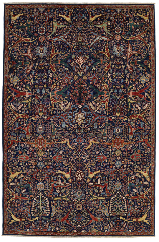 6z9 Navy and Multicolor Anatolian Traditional Rug
