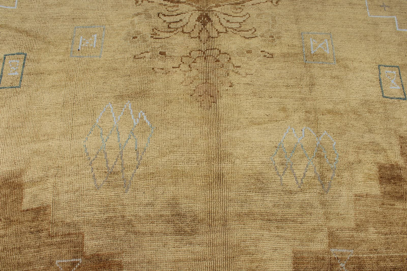 9x12 Light Brown and Brown Turkish Tribal Rug