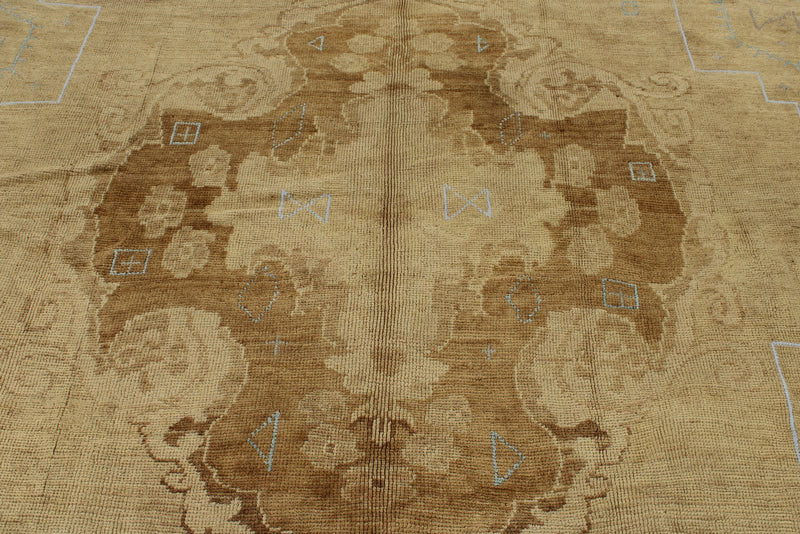 9x12 Light Brown and Brown Turkish Tribal Rug