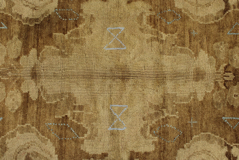 9x12 Light Brown and Brown Turkish Tribal Rug