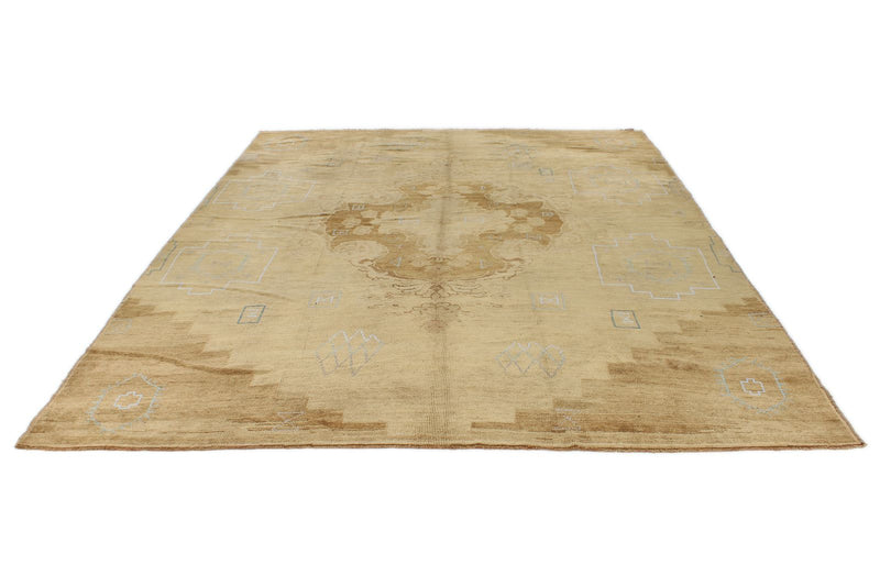 9x12 Light Brown and Brown Turkish Tribal Rug