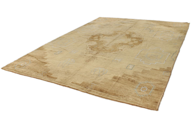 9x12 Light Brown and Brown Turkish Tribal Rug