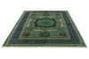 6x8 Light Green and Navy Turkish Tribal Rug