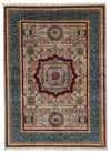 6x8 Light Gray and Navy Turkish Tribal Rug