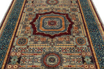 6x8 Light Gray and Navy Turkish Tribal Rug
