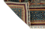 6x8 Light Gray and Navy Turkish Tribal Rug