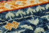 6x8 Light Gray and Navy Turkish Tribal Rug