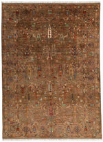 9x12 Brown and Multicolor Turkish Tribal Rug