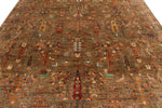 9x12 Brown and Multicolor Turkish Tribal Rug