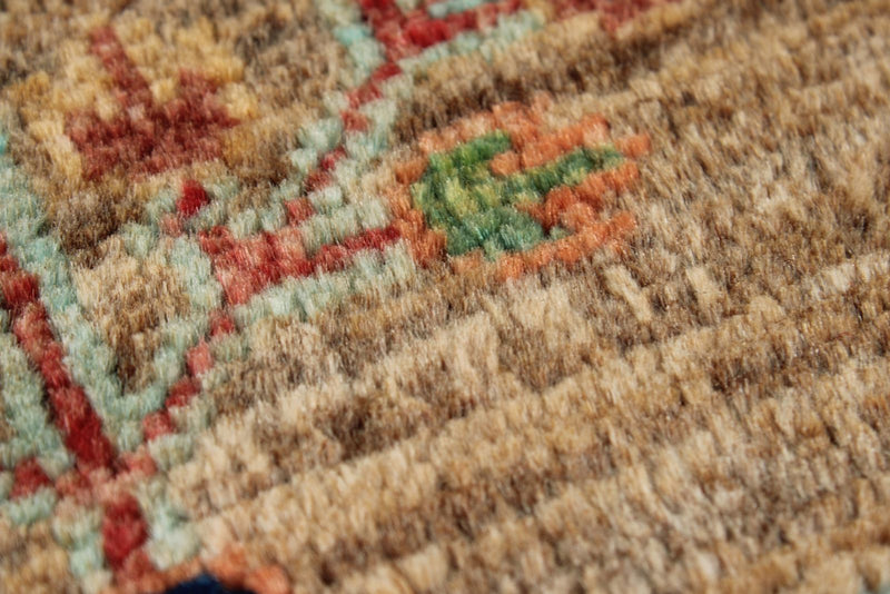 9x12 Brown and Multicolor Turkish Tribal Rug