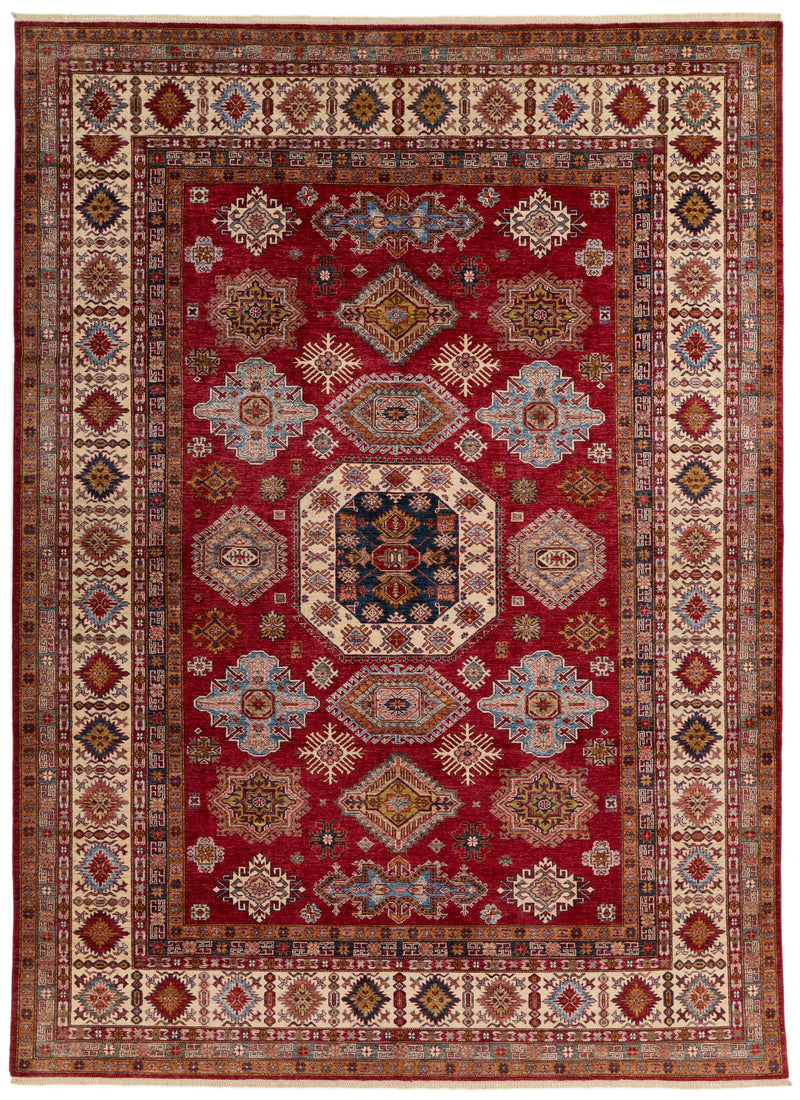 9x12 Red and Beige Kazak Tribal Rug
