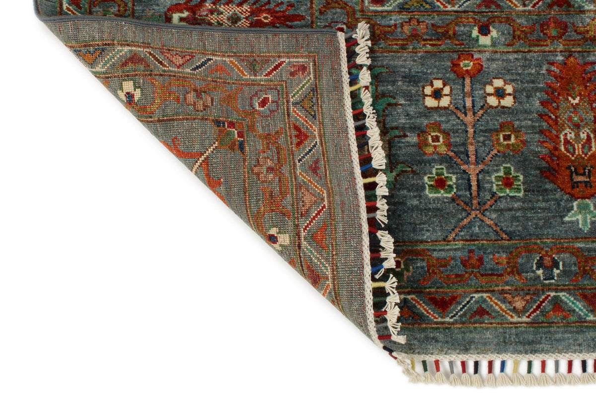 9x12 Gray and Multicolor Turkish Tribal Rug